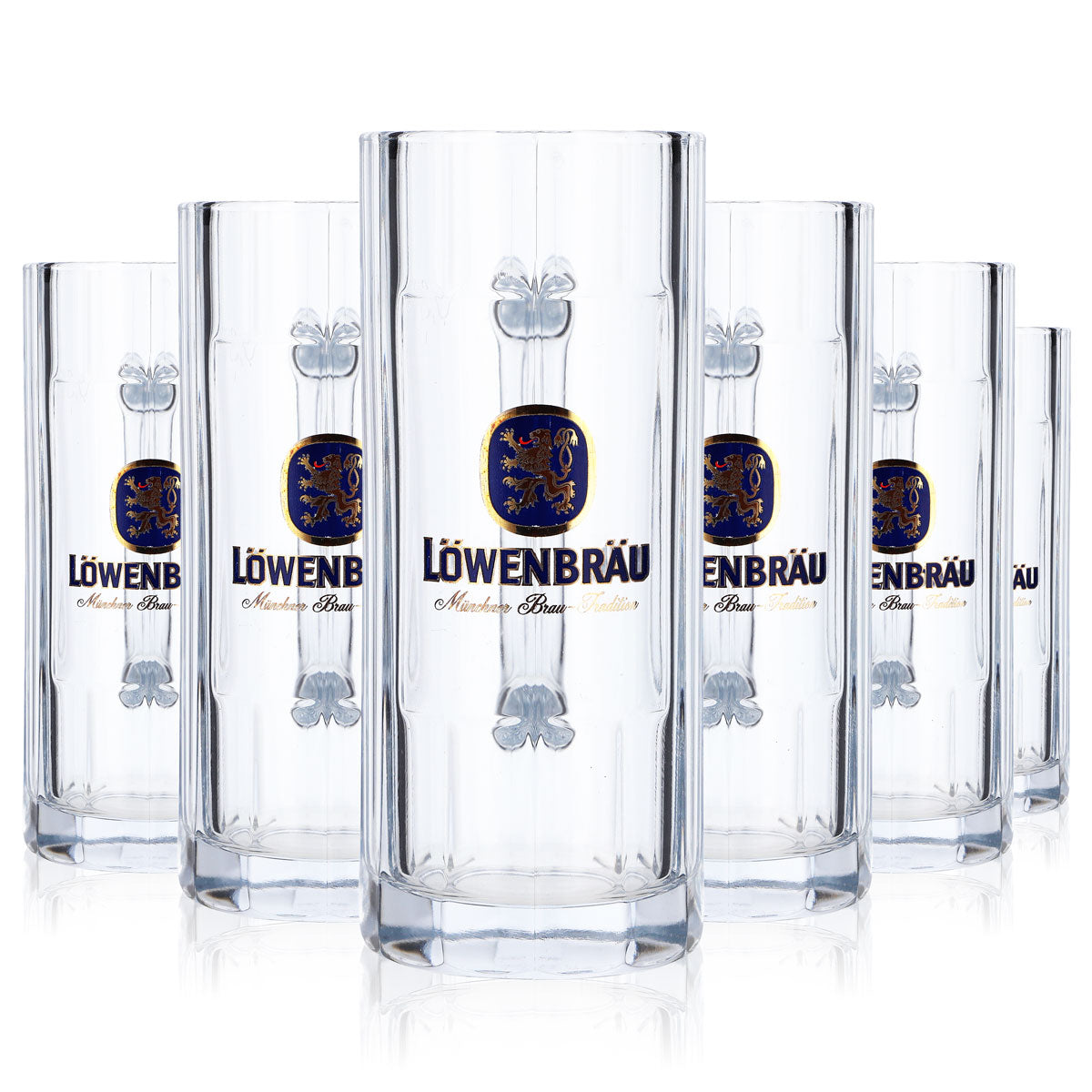 6x Löwenbräu beer glass beer mug beer stein 0.3l jug Wallenstein B-stock