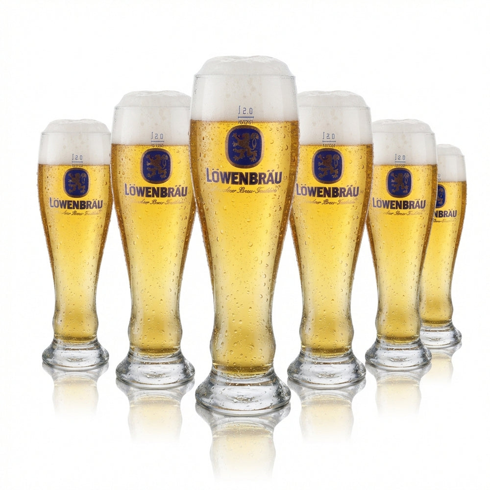 6x Löwenbräu Glass 0.5l Wheat Beer Glass Hefeweizen Glass Set Brewery Bavaria Gastro