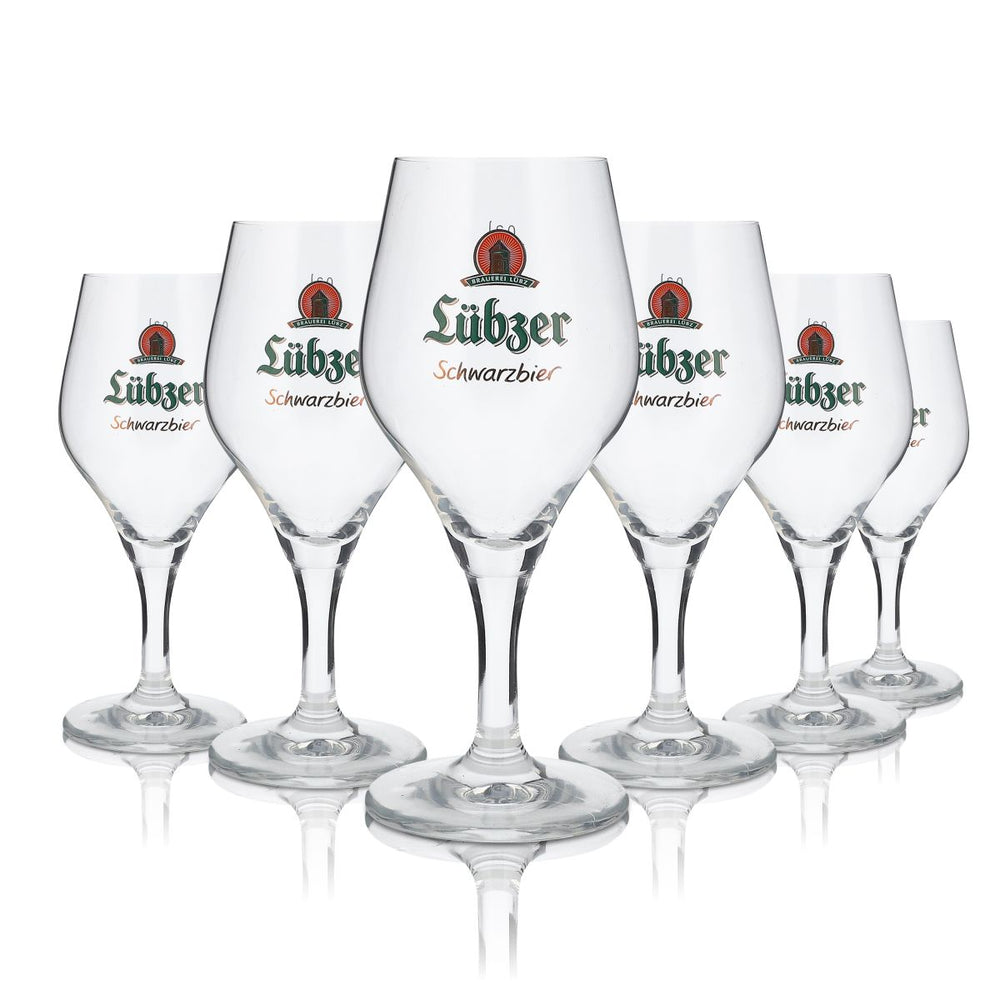 6x Lübzer Glass 0.3l Beer Glass Gran Cru Cup Black Beer Glass Set Brewery