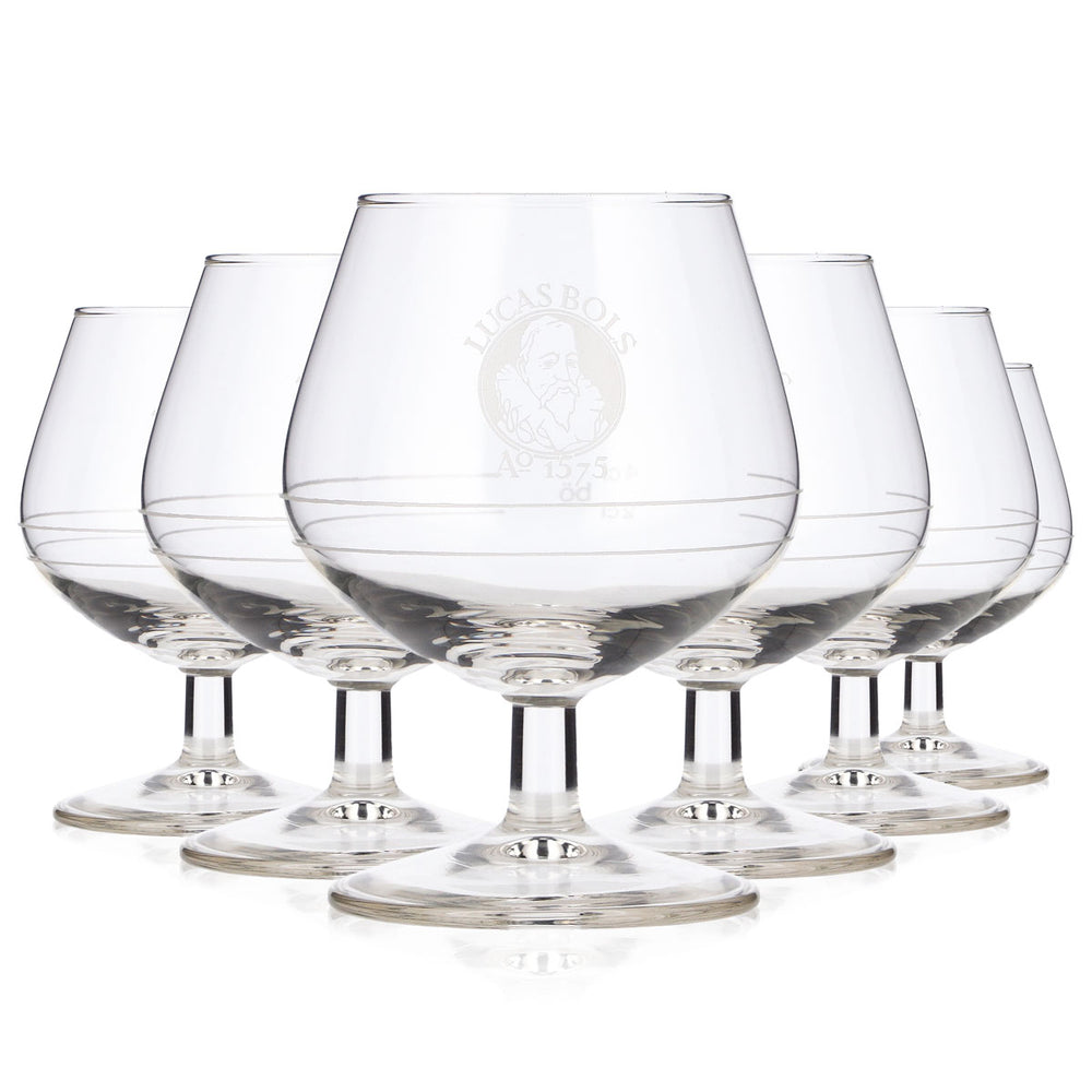 6 Lucas Bols Liqueur Glasses (2 cl) + 4 cl Tulip-Shaped Böckling Beer Glasses with White Logo