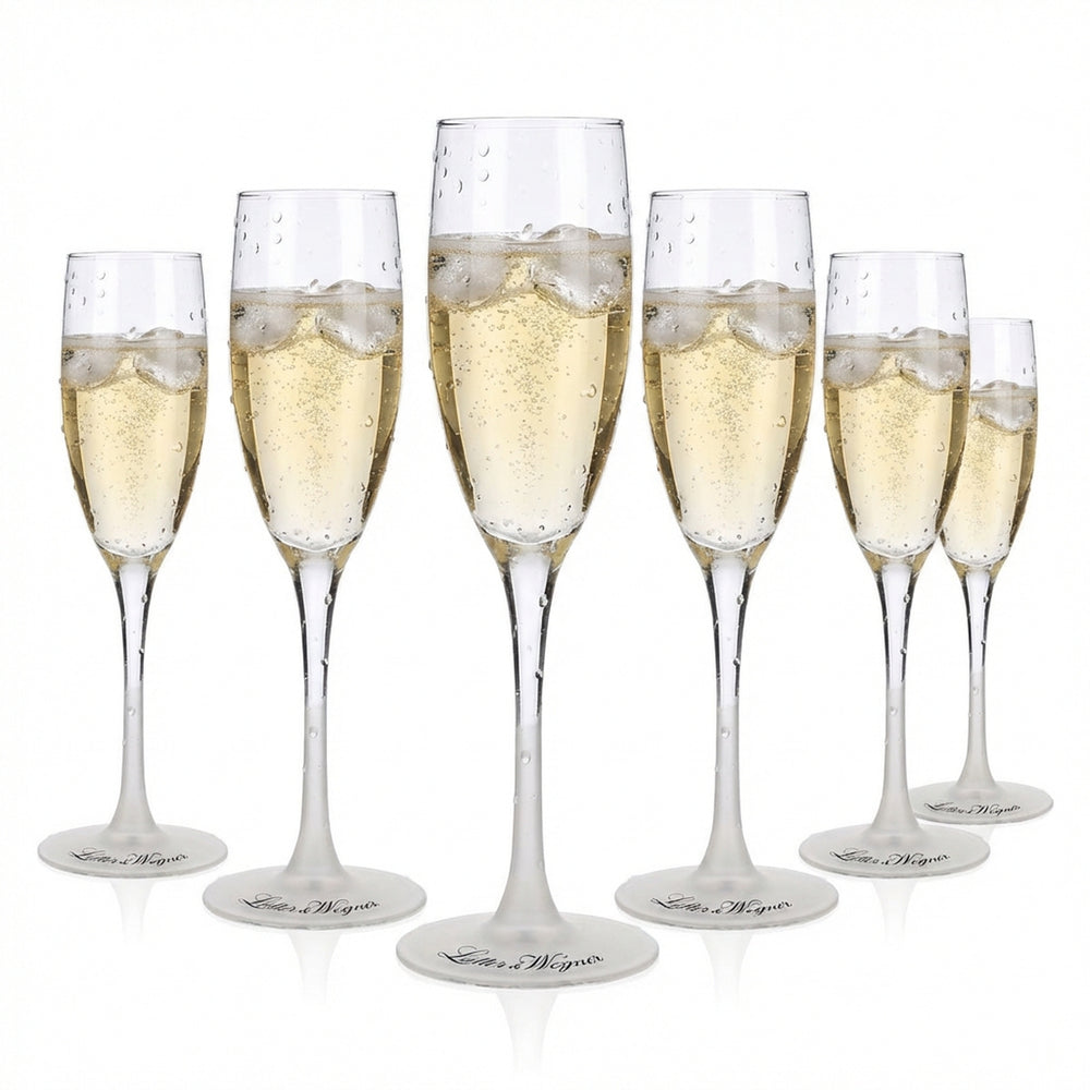 6x Lutter & Wegner Sparkling Wine Glasses 0.1l Sparkling Wine Glasses Flute Glasses Satin Finish Base