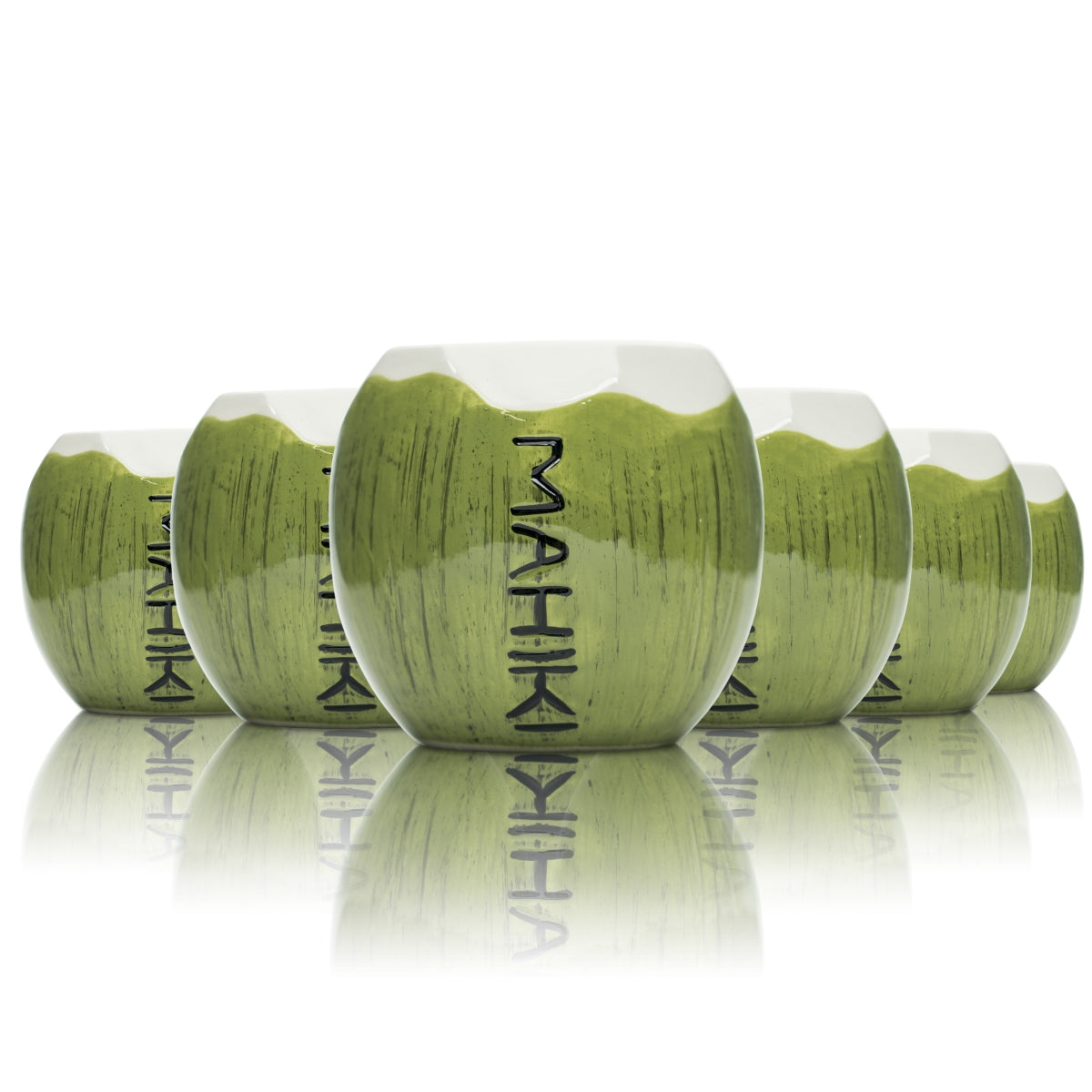 6x Mahiki Rum Mug 0.35l Clay Stone Long Drink Cocktail Coconut Glasses