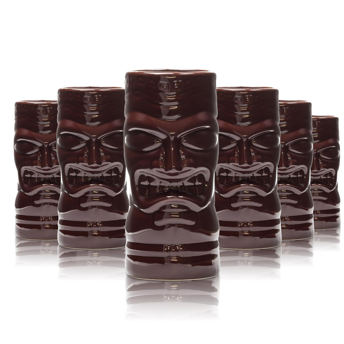 6x Mahiki Rum Glass Mug Brown 420ml XL