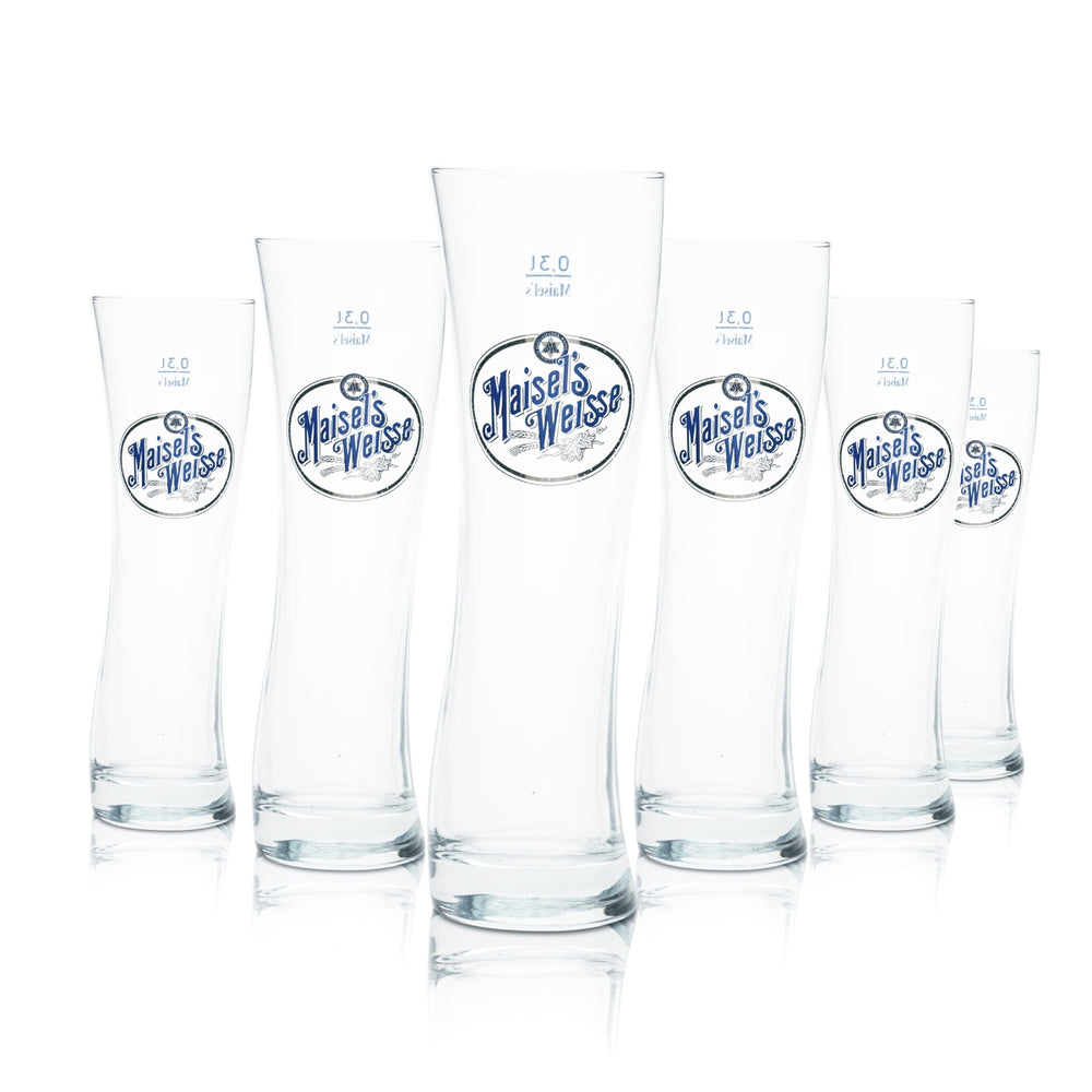 6x Maisels Weisse Beer Glass 0.3l Design Trophy Glasses Wheat Yeast Gastro Bayreuth