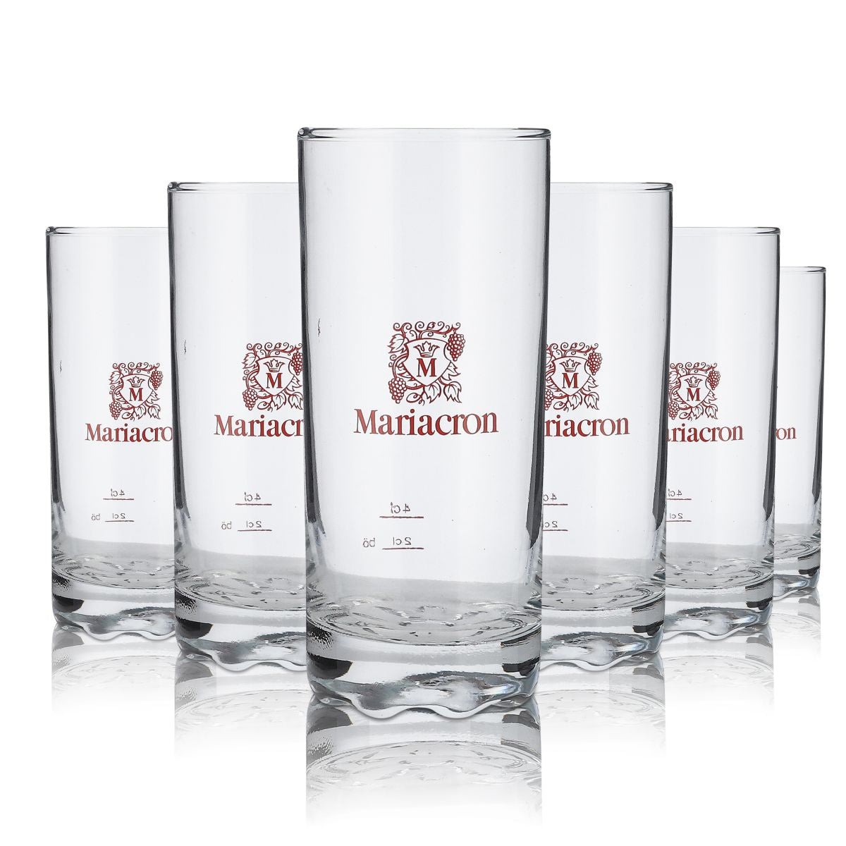 6x Mariacron brandy glass Long drink glass with red coat of arms 2cl/4cl