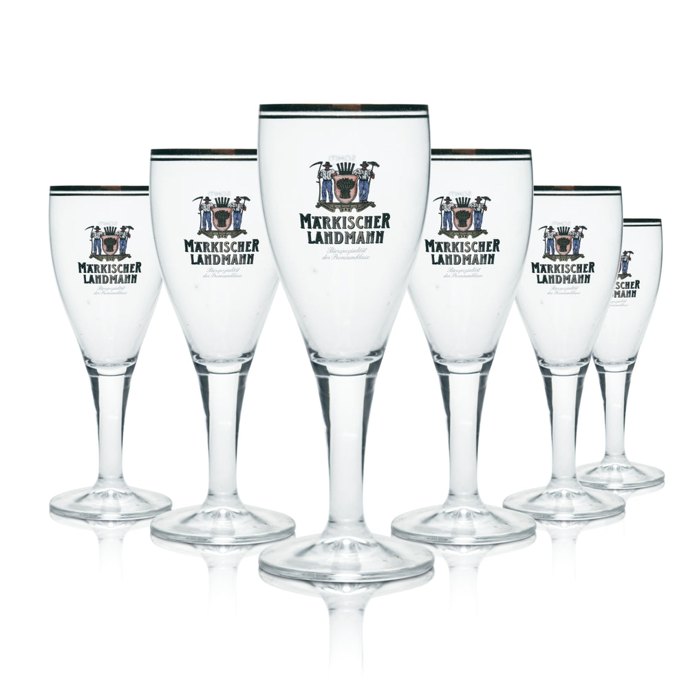 6x Märkischer Landmann Glass 0.3l Beer Goblet Tulip Glasses Gold Rim Brewery