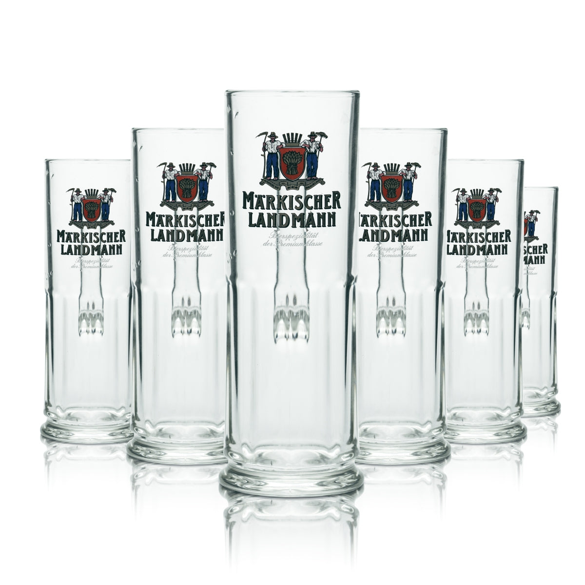 6x Märkischer Landmann glass 0.4l beer mug contour glasses brewery gastro oak