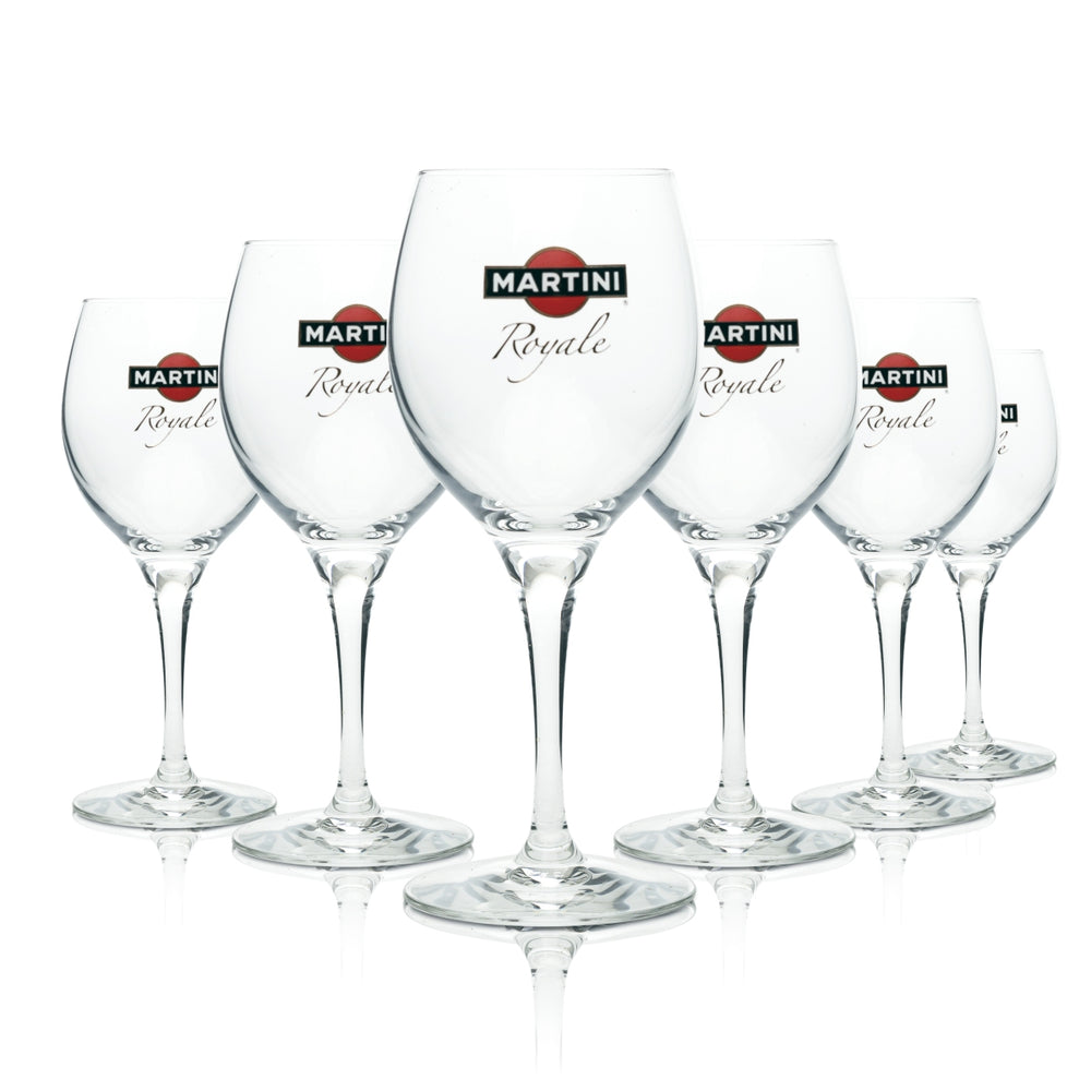 6x Martini Royale wine cocktail glasses, balloon, long drink, retro, gastro
