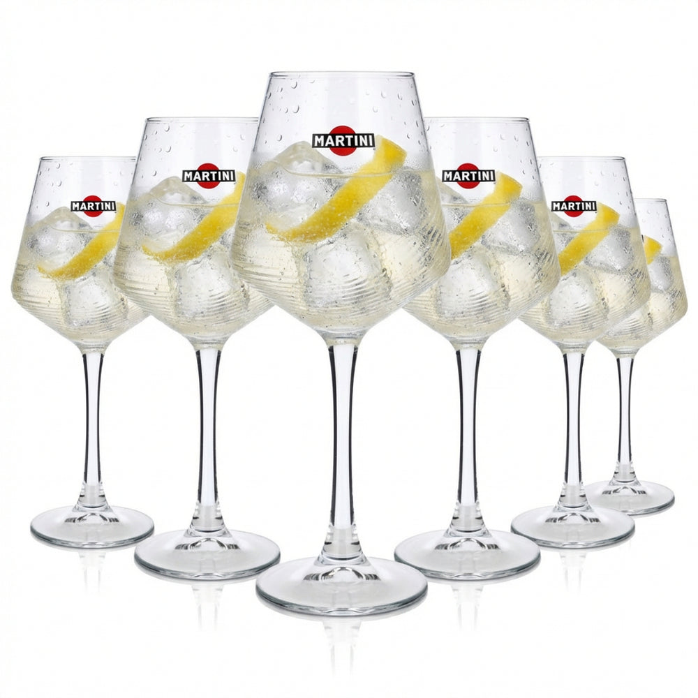 6x Martini Vermouth Glass Stemmed Glass 0.425l Glasses Wine Glass Relief Design HH Global