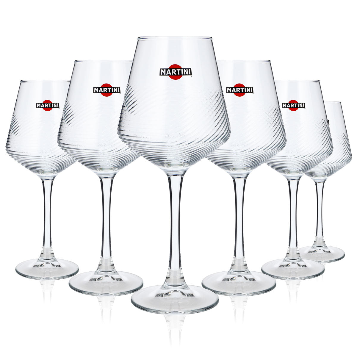 6x Martini Vermouth Glass Stemmed Glass 0.425l Glasses Wine Glass Relief Design HH Global – View 2