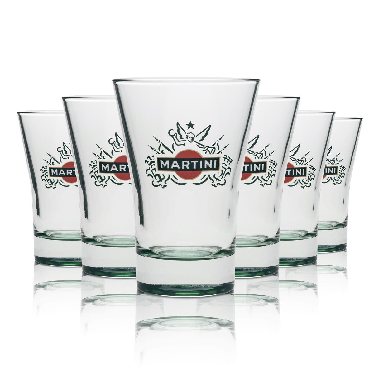 6x Martini Vermouth Glass Tumblers 31cl green base