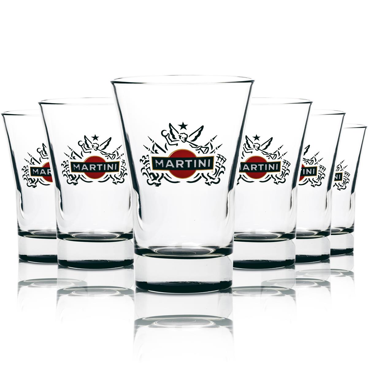 6x Martini Vermouth Glass Tumblers 31cl Black Base