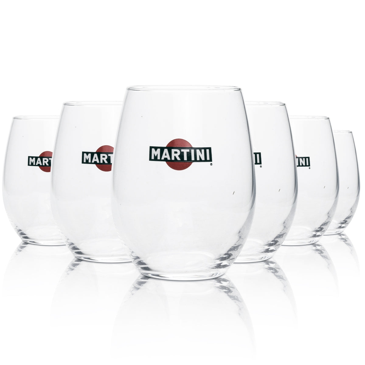 6x Martini Vermouth Glass Tumblers with Simple Logo