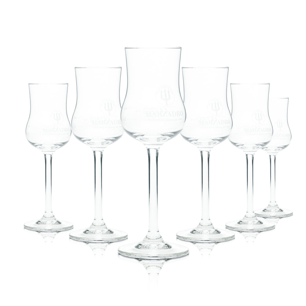 6x Marzadro Grappa Glass 4cl Nosing Style Goblet Schnapps Glasses Trentino Gastro