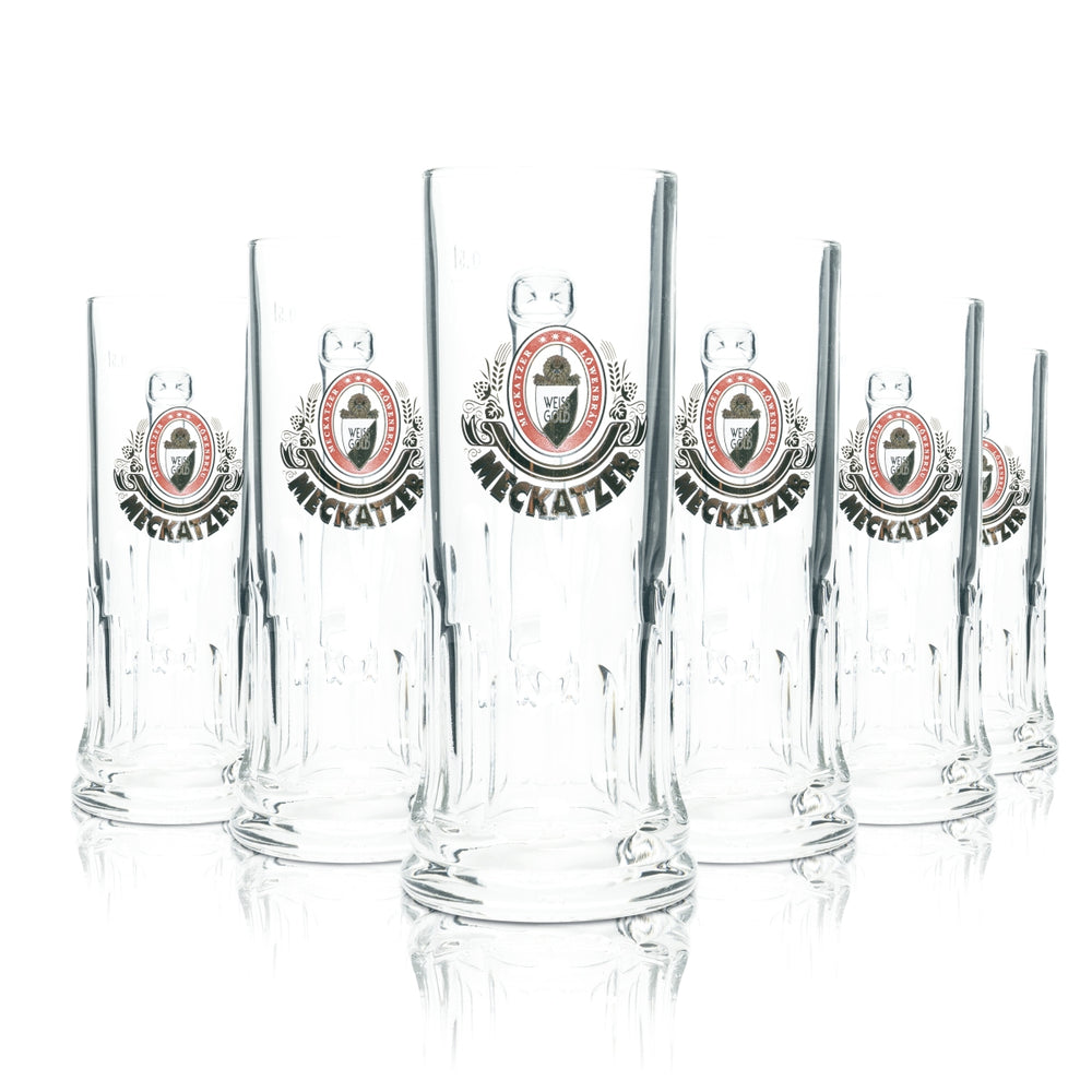 6x Meckatzer beer glass 0.5l mug tankard glasses Löwen Brewery Allgäu Bar