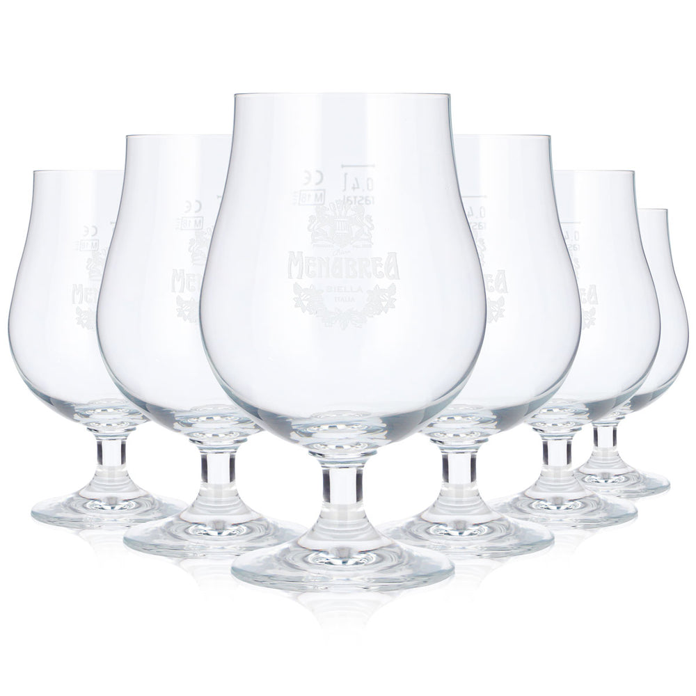 6 Menabrea Beer Glasses, 0.4 L, Rastal Liège (Set of 6)
