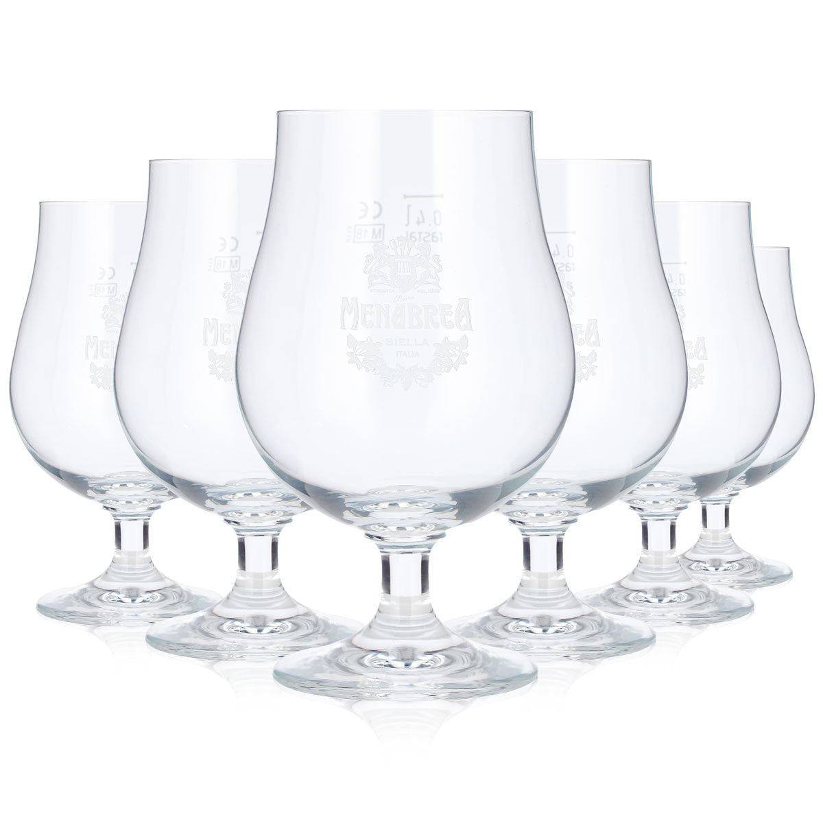 6 Menabrea Beer Glasses, 0.4 L, Rastal Liège (Set of 6)