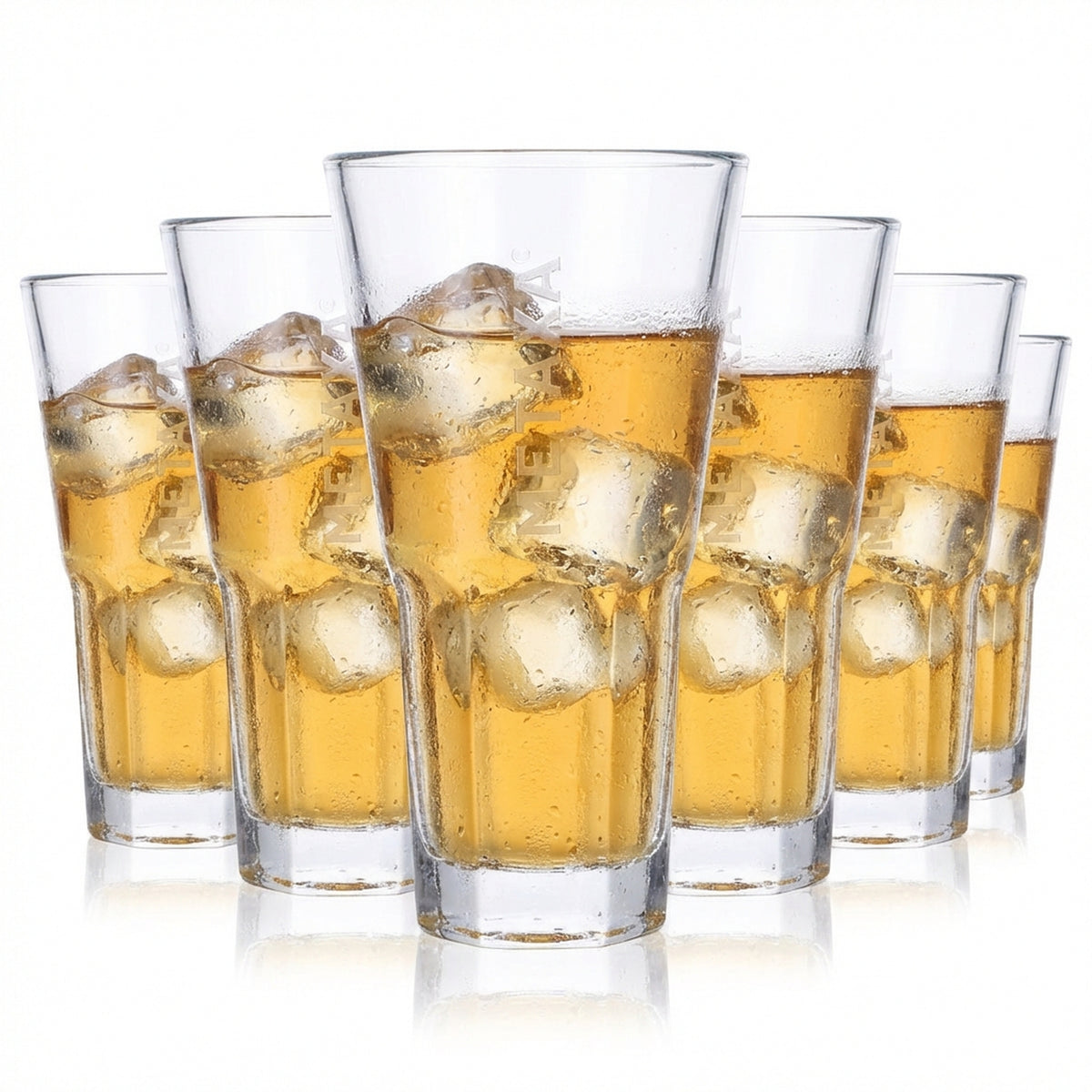6x Metaxa brandy glasses, conical, 0.35 l, long drink glass, Rastal relief