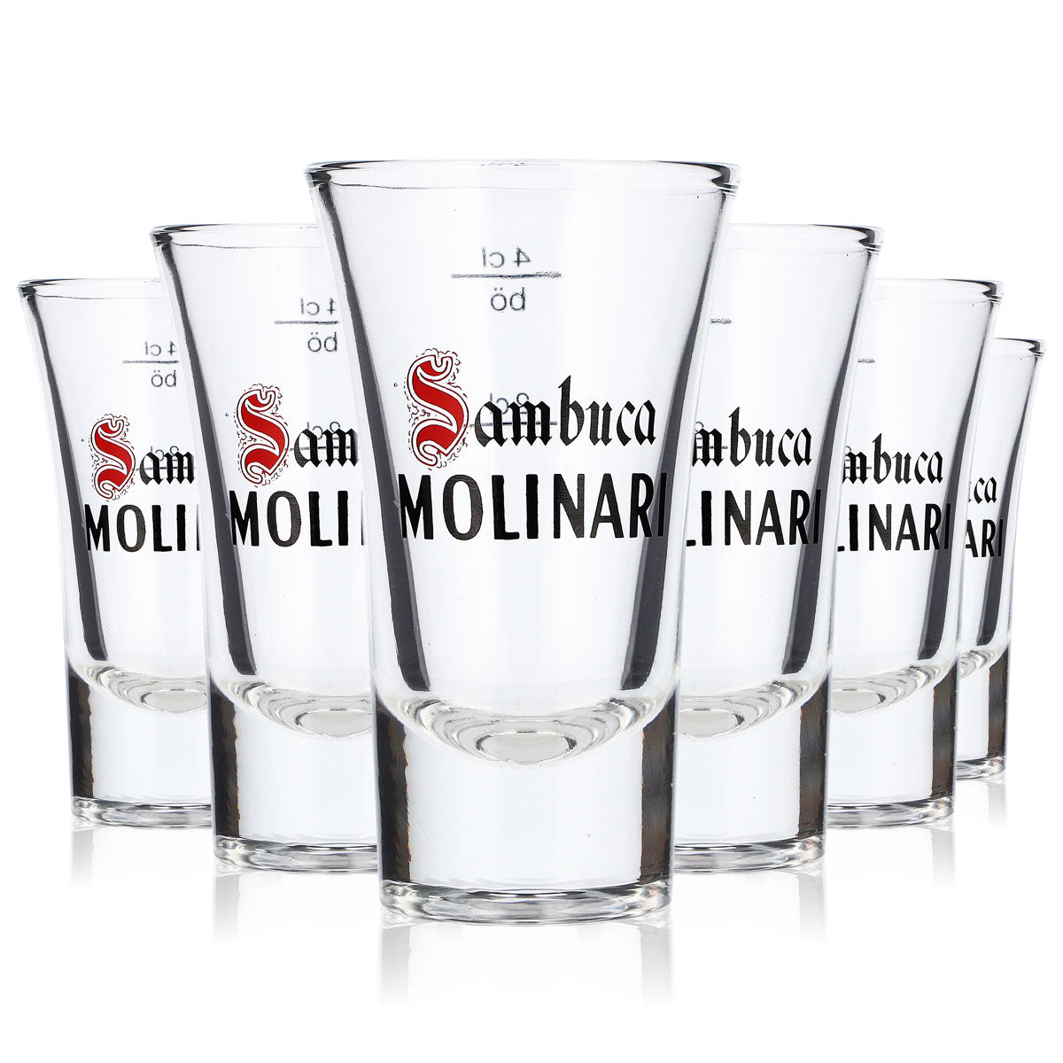 6 Molinari Sambuca Liqueur Glasses, 2 cl/4 cl Shot Glasses (Set of 6)