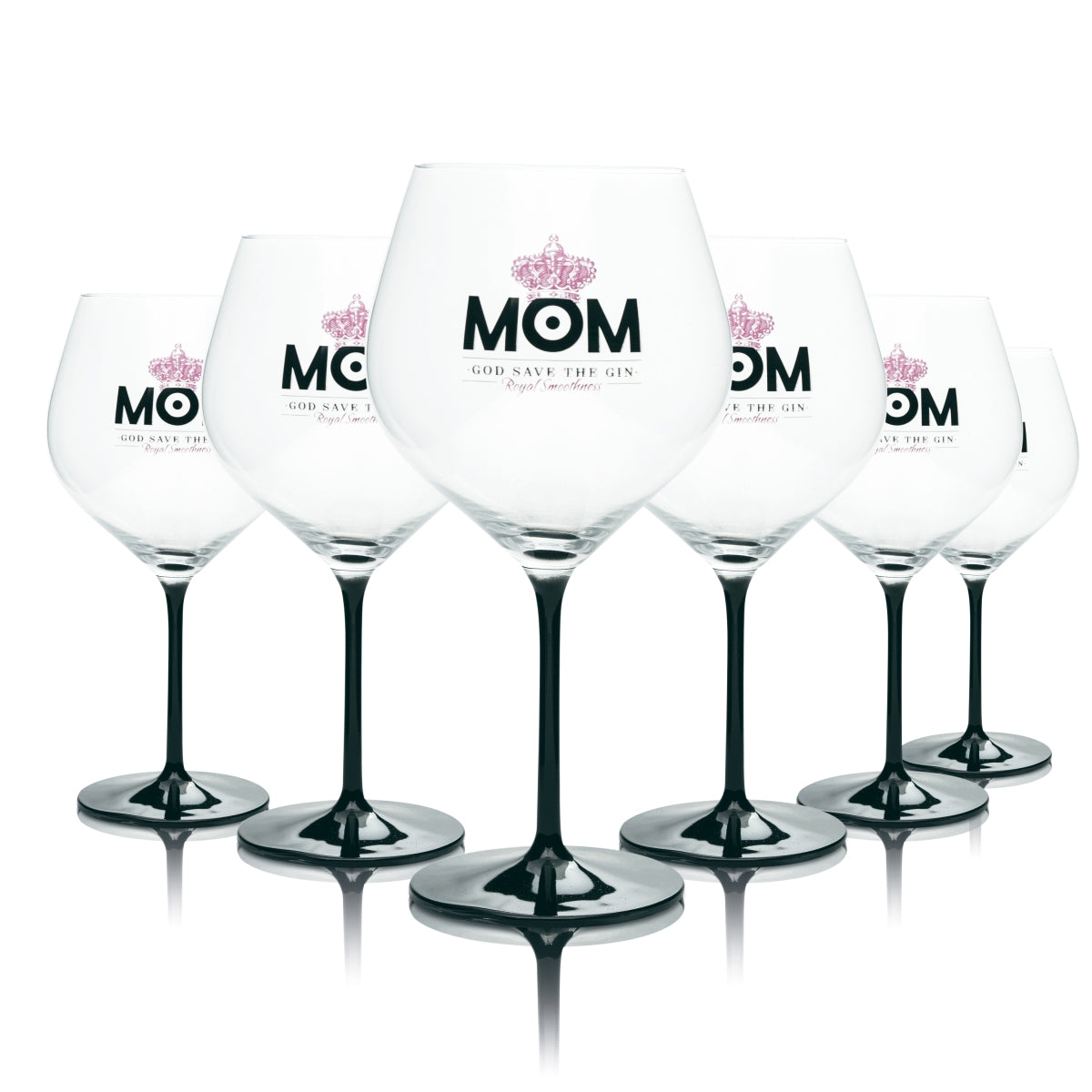 6x MOM Gin Glass 0.75l Balloon Glasses Ritzenhoff Black Stem Pink London Bar