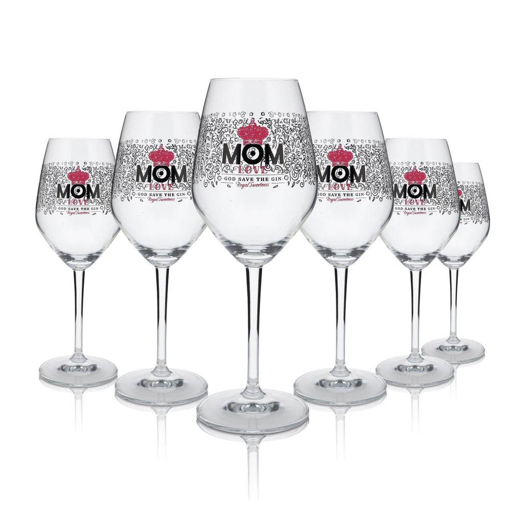 6x MOM Glass 0.33l Gin Tonic Love Wine Glass Balloon Glass Stemware Glass Set Drink