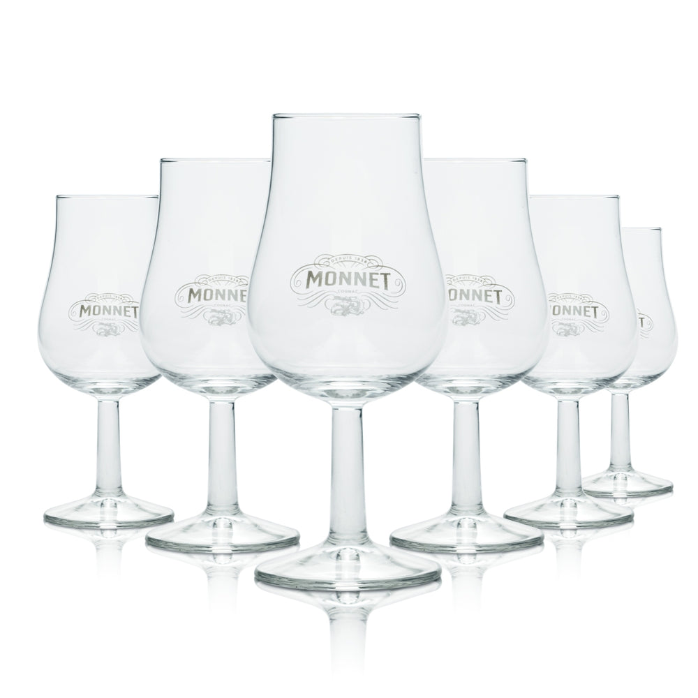 6x Monnet Glass 0.13l Nosing Tasting Swivel Glasses Cognac XO VS Brandy