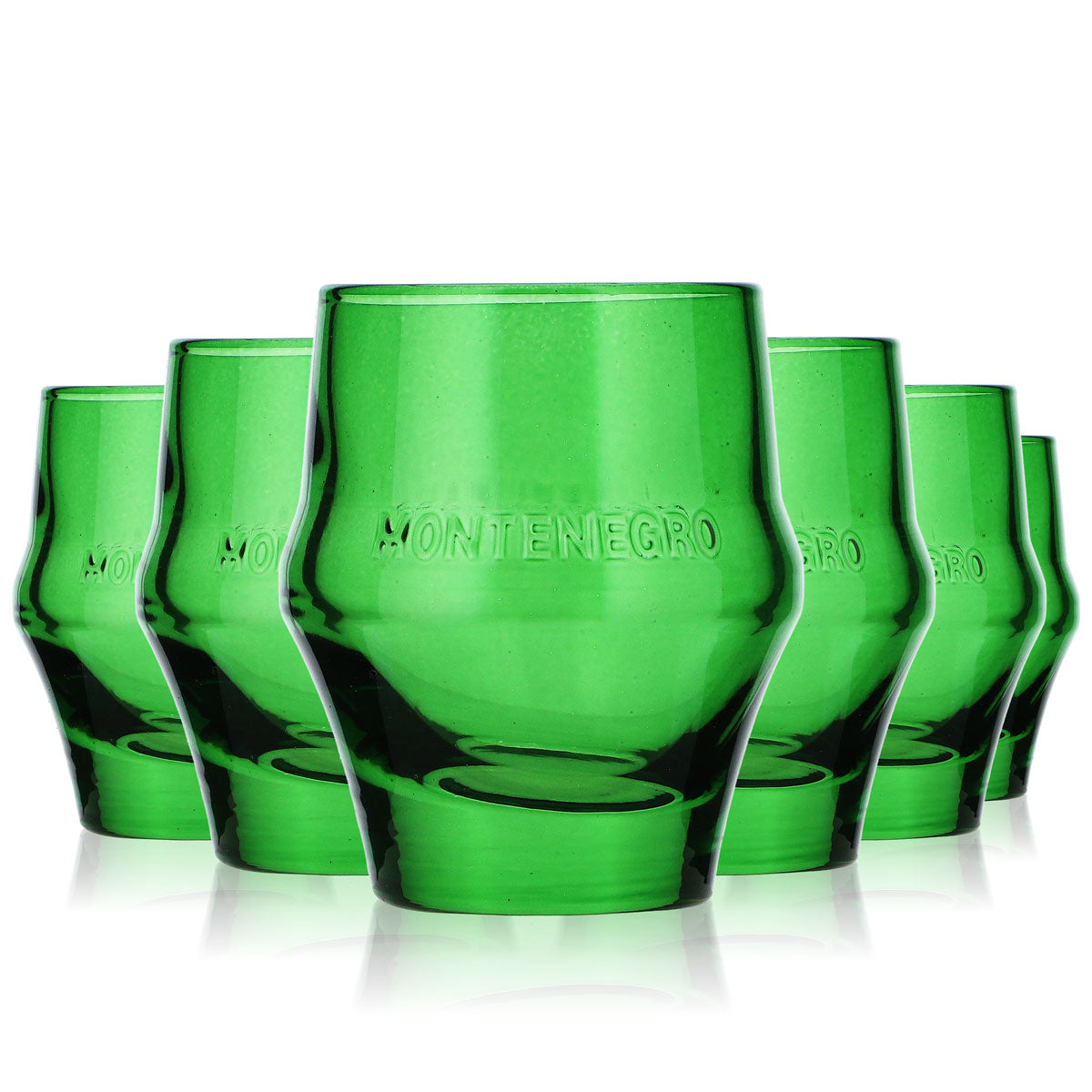 6x Montenegro liqueur shot glass 2cl Stamper Short shot glass conical green