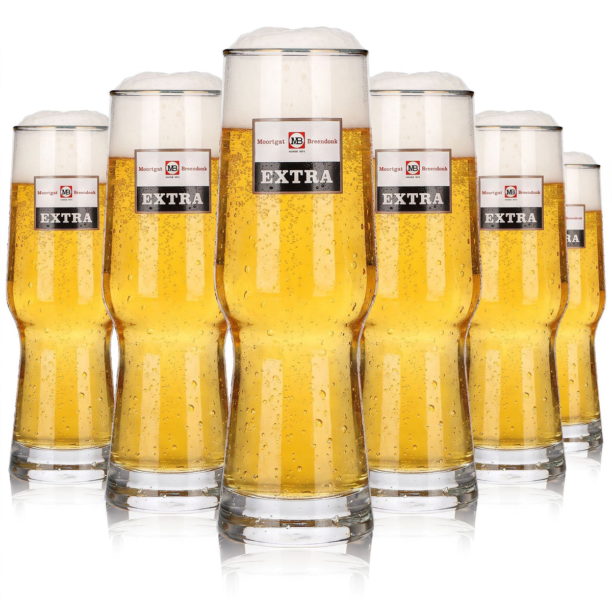 6 Moortgat Beer Glasses, 0.3 L "Extra" Mugs with Gold Rims