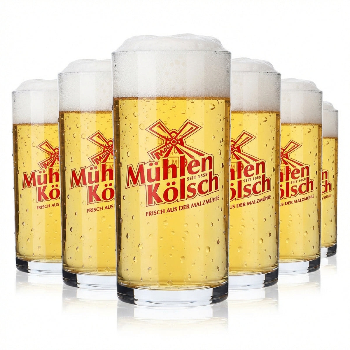 6x Mühlen Kölsch beer glass 0.1l Beer glasses Altbier glass Stange