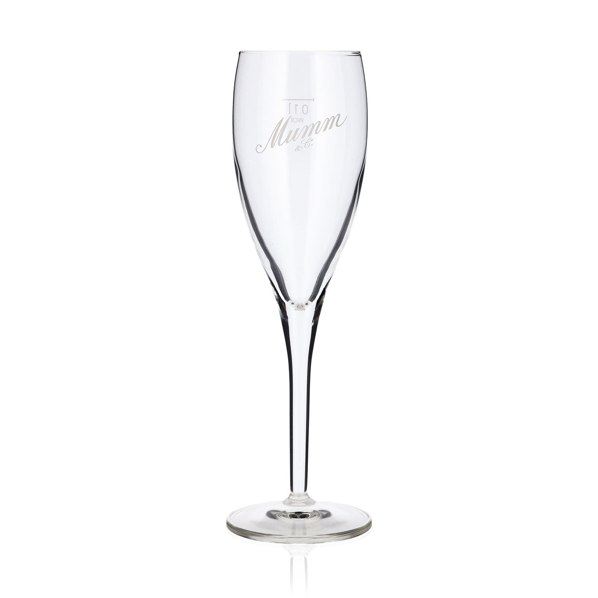 6 Mumm Sparkling Wine/Champagne Flutes, 0.1 L, with white, angled Mumm & Co. logo (set of 6) – View 2