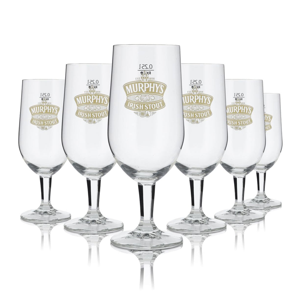 6x Murphy's beer glasses Irish yellow logo "Irish Stout" trophy glass 0.25 l