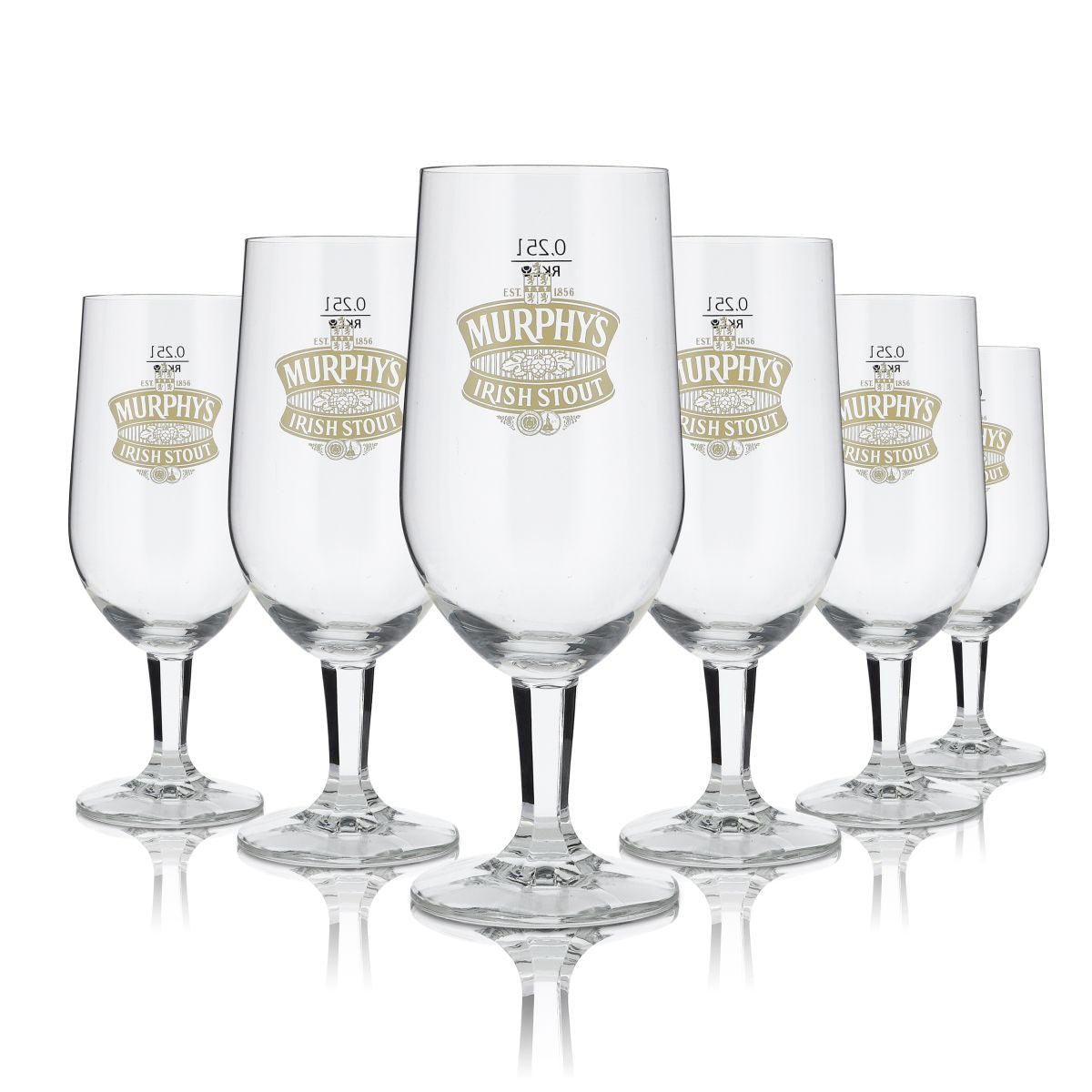 6x Murphy's beer glasses Irish yellow logo "Irish Stout" trophy glass 0.25 l