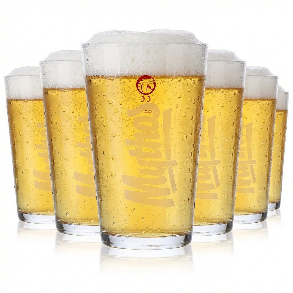 6x Mythos Beer Glasses Beer Glasses Mug 0.3l White Logo Vertical