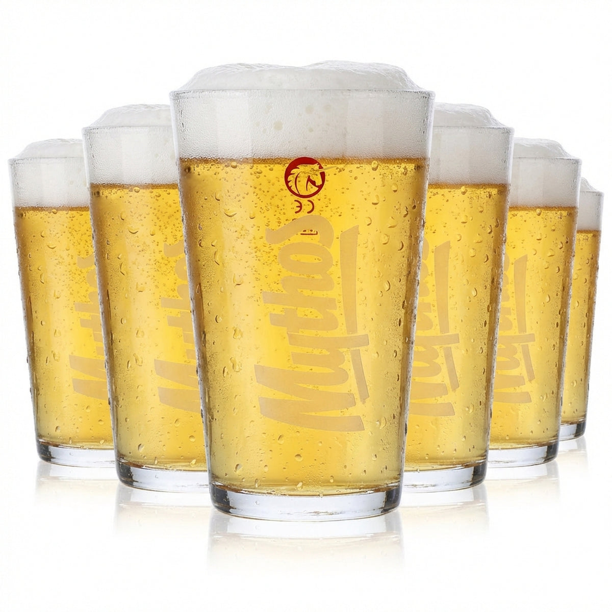 6x Mythos Beer Glasses Beer Glasses Mug 0.3l White Logo Vertical