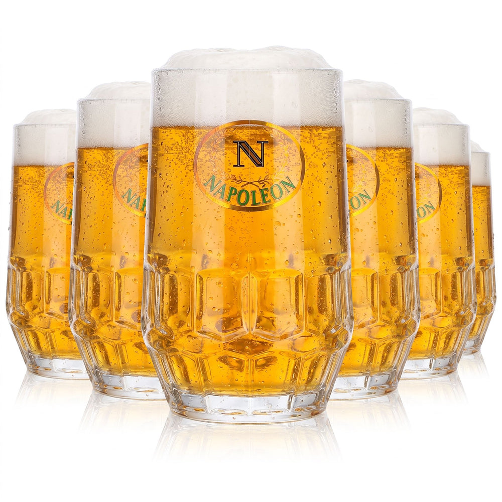 6 Napoleon Beer Glasses, 0.29 L, Jug, Green Lettering