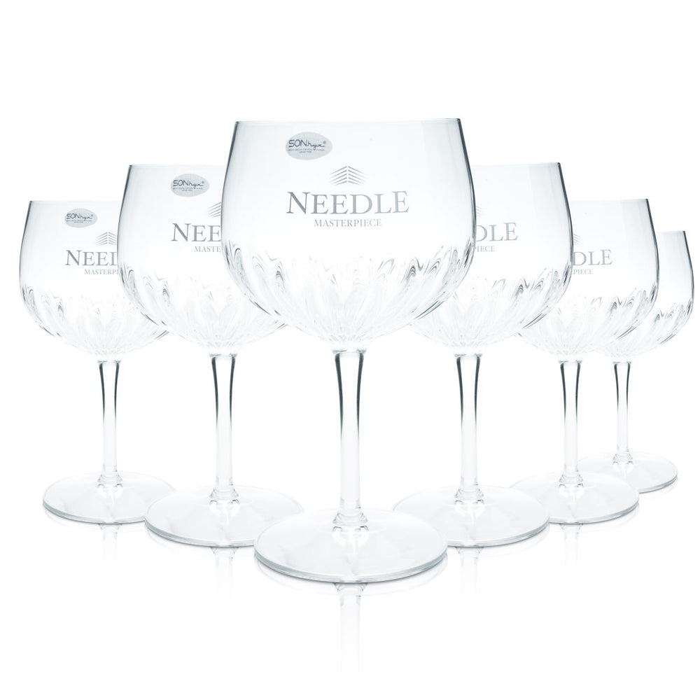 6x Needle Gin Glass 0.8l Balloon Glass Gin Tonic Relief Aperitif Glass Set