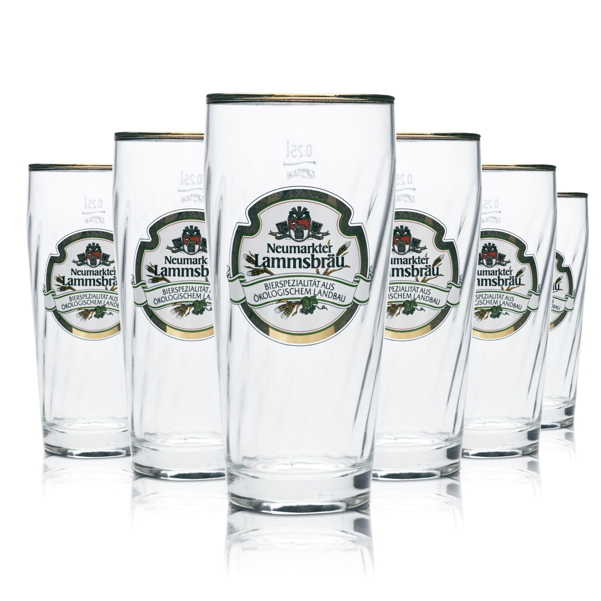 6x Neumarkter Lammsbräu beer glass, 0.25 l mug with gold rim, brewery glasses, catering