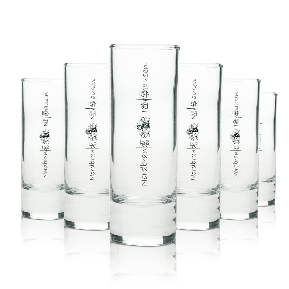 6x Nordbrand Nordhausen schnapps glass shot, long, 4cl