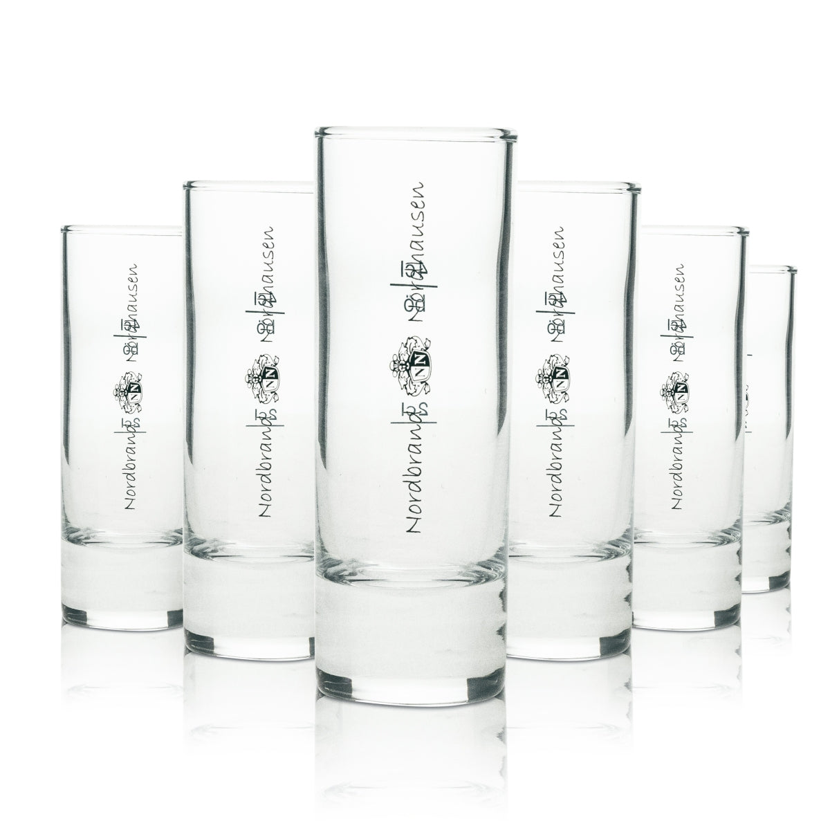 6x Nordbrand Nordhausen schnapps glass shot, long, 4cl