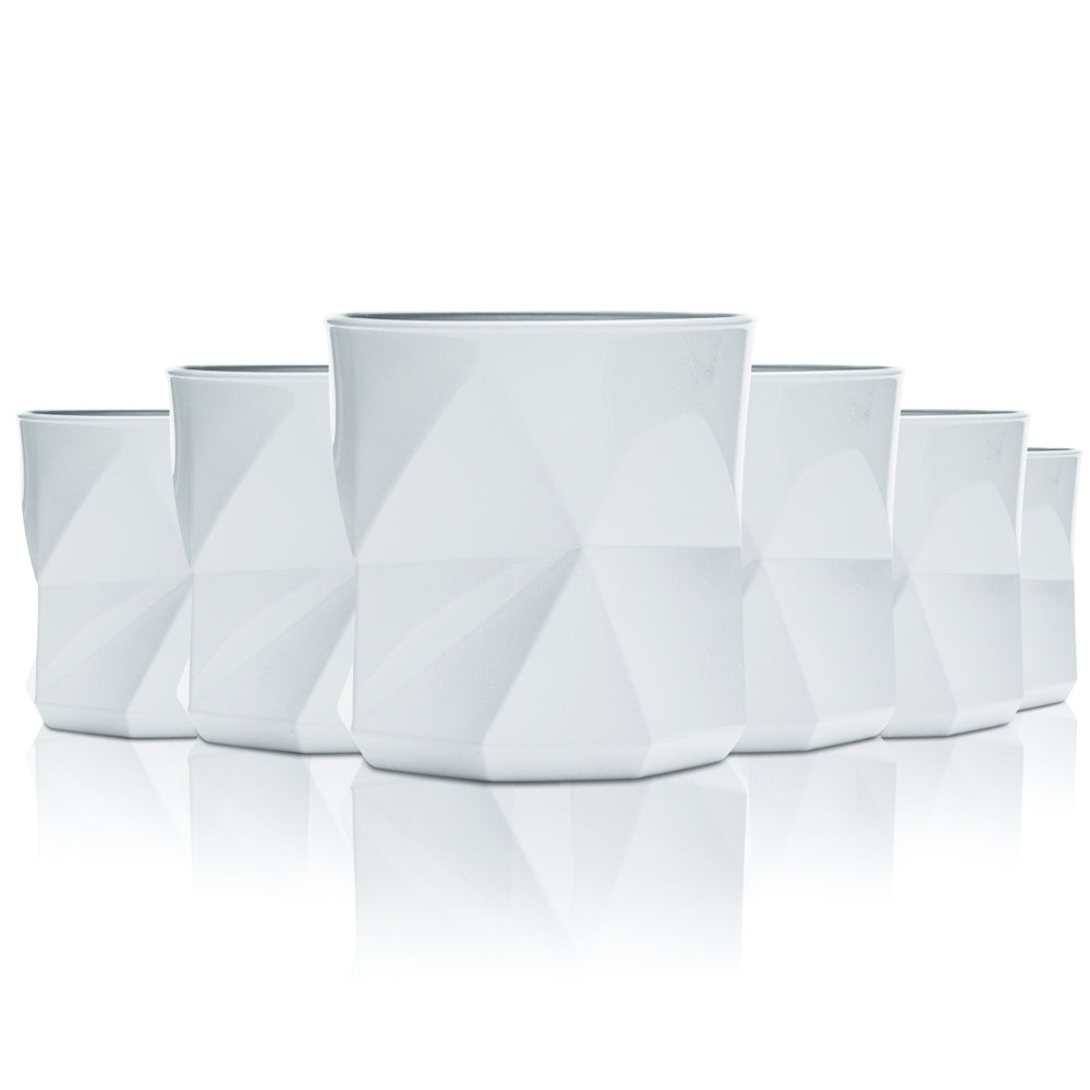 6x Nordes Gin Glass 0.25l Tumbler White Atlantic Glasses Relief Cocktail Cube Design
