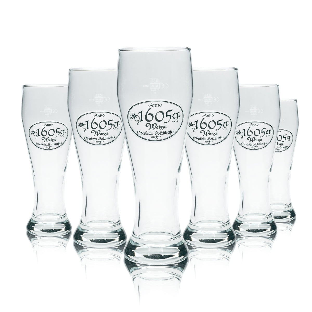 6x Oberbräu beer glass 0.5l 1605er white glasses white yeast wheat beer Holzkirchen