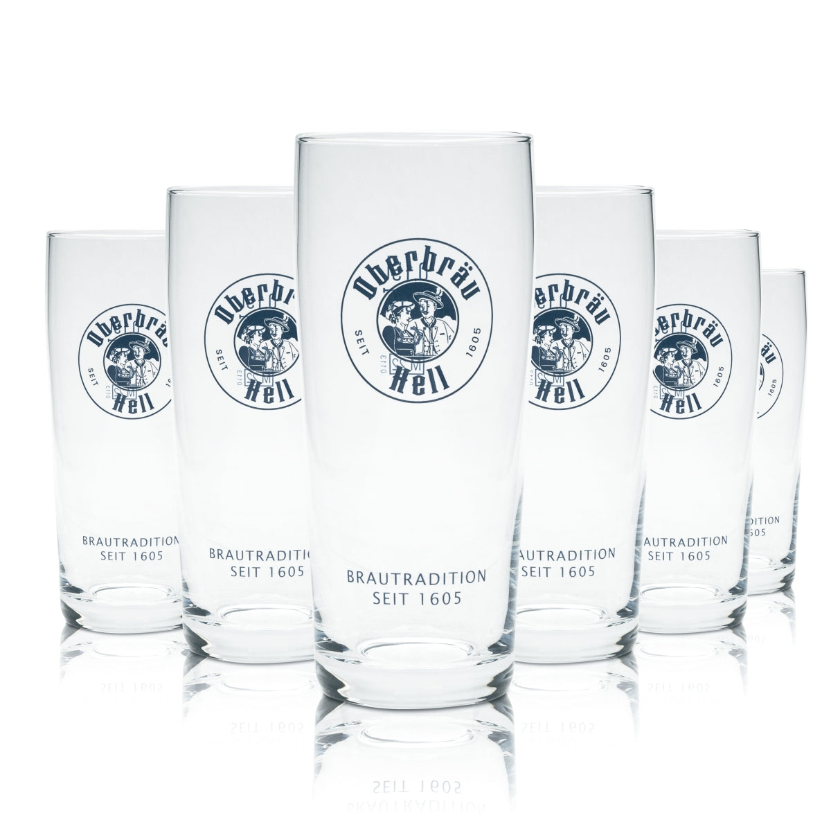 6x Oberbräu Light Beer Glass 0.15l Willi Becher Glasses Tasting Beer Bar