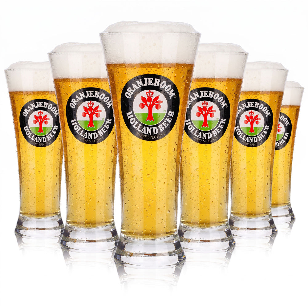 6 Oranjeboom Beer Glasses, Tumblers, 0.25 L, Holland Beer (Set of 6)