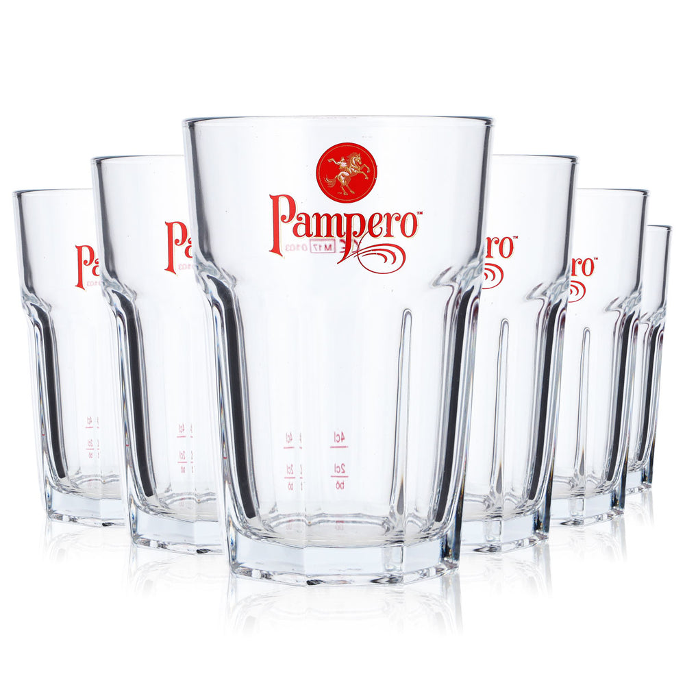6x Pampero Rum Glass Tumbler Rum Glasses Long Drink Glass 2cl + 4cl
