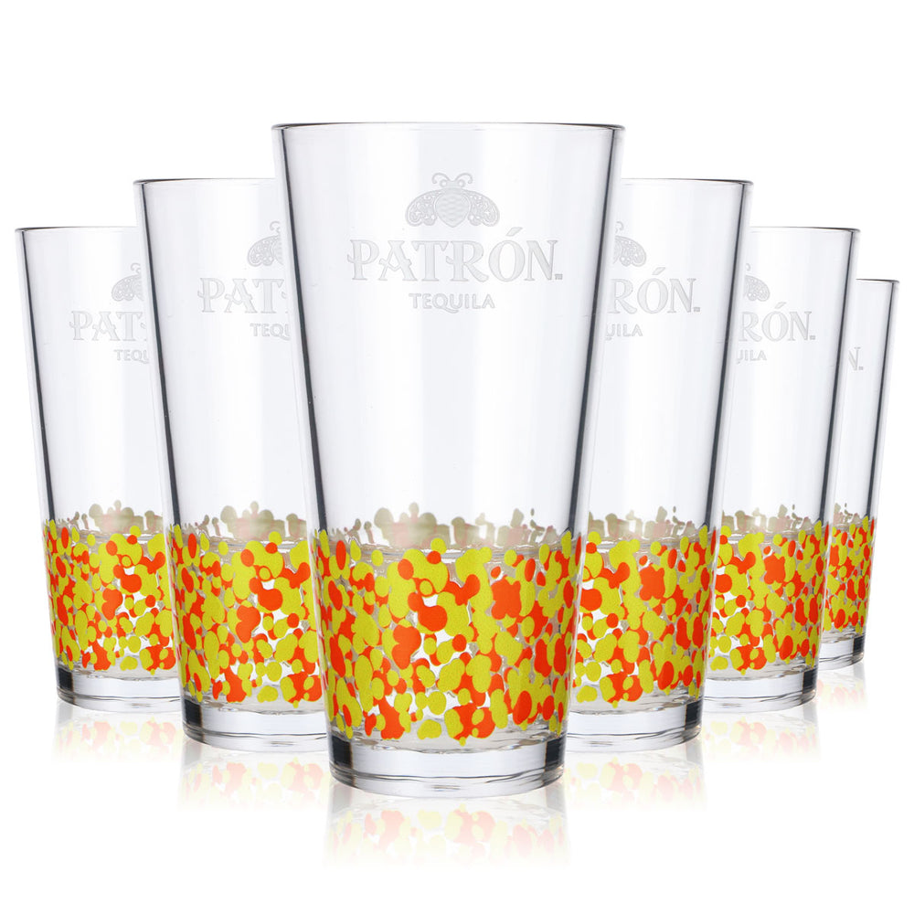 6x Patron Tequila Glass 0.3l Plastic Reusable Long Drink Glass Acrylic Glasses