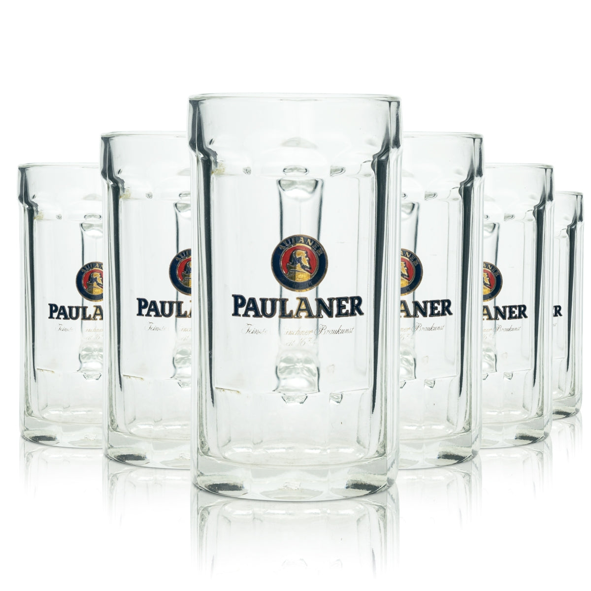 6x Paulaner beer glass 0.3l mug with handle Sahm Seidel glasses Pils mugs Tankards