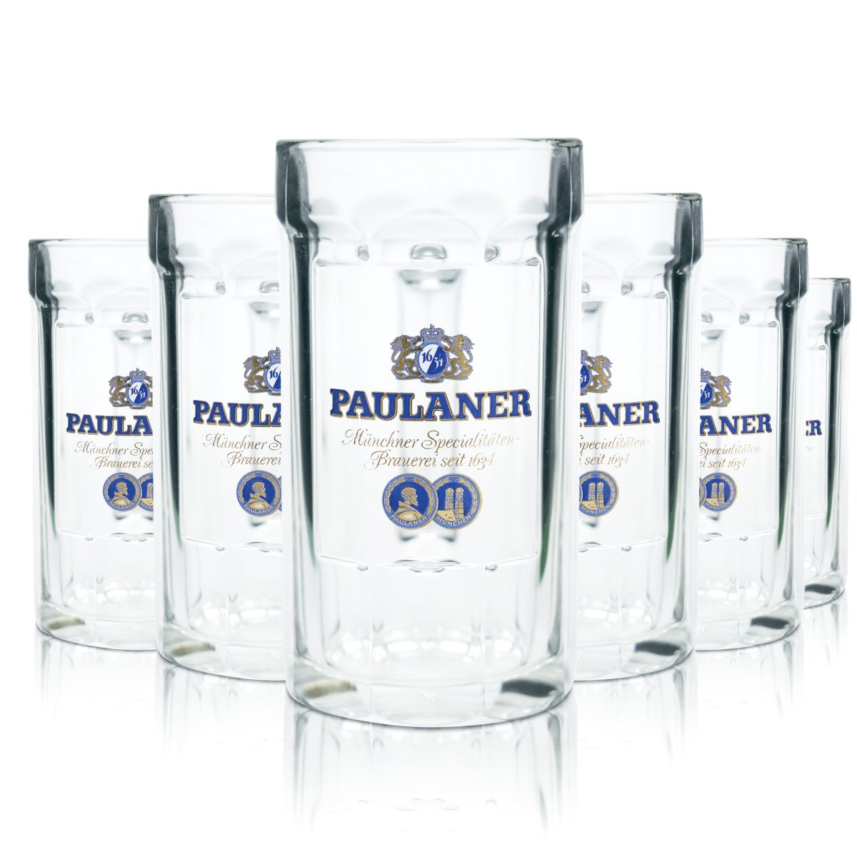 6x Paulaner beer glass 0.4l contour beer mug mug Seidel glasses set brewery