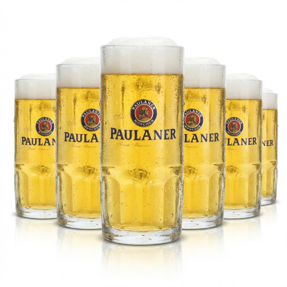 6x Paulaner beer glass 0.5l beer mug handle glasses tankard Seidel brewery Munich