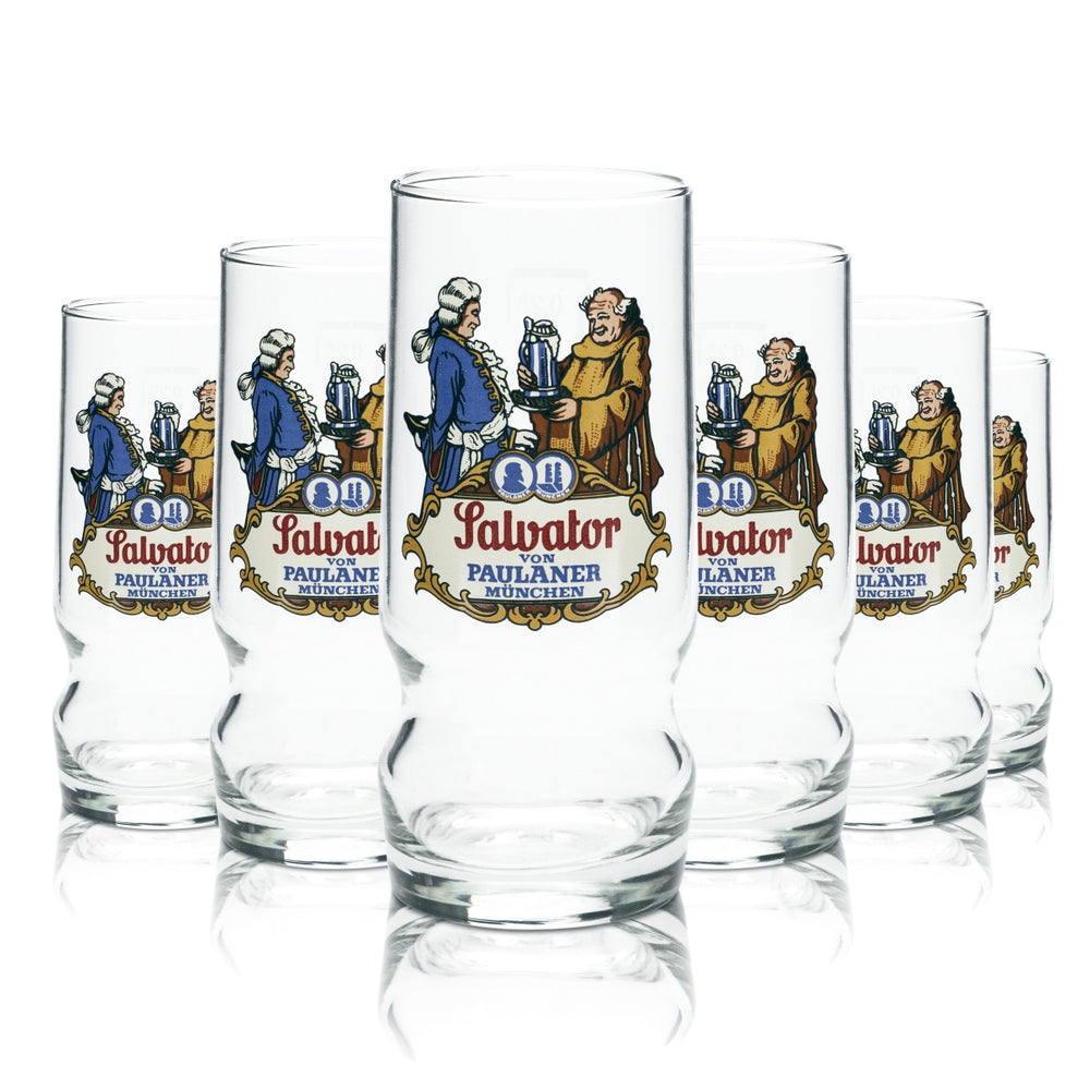 6x Paulaner glass 0.25l beer mug glasses Salvator Brewery Bavaria collector's bar