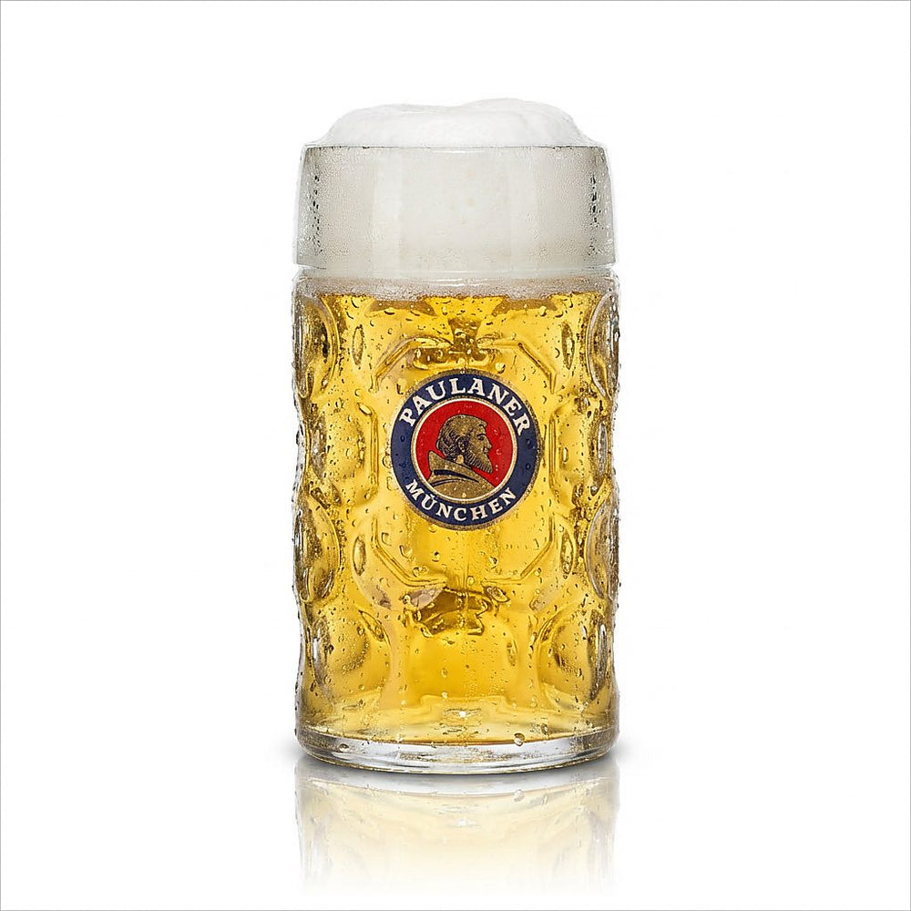 6x Paulaner beer mug glass B-WARE - 1l tankard glasses calibrated for catering